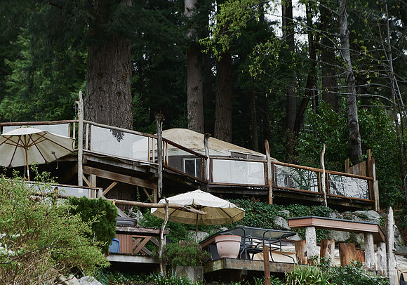 Exterior of a yurt at a mother and daughter workshop by Wildflower Retreats held at Halfmoon Haven in Sechelt BC